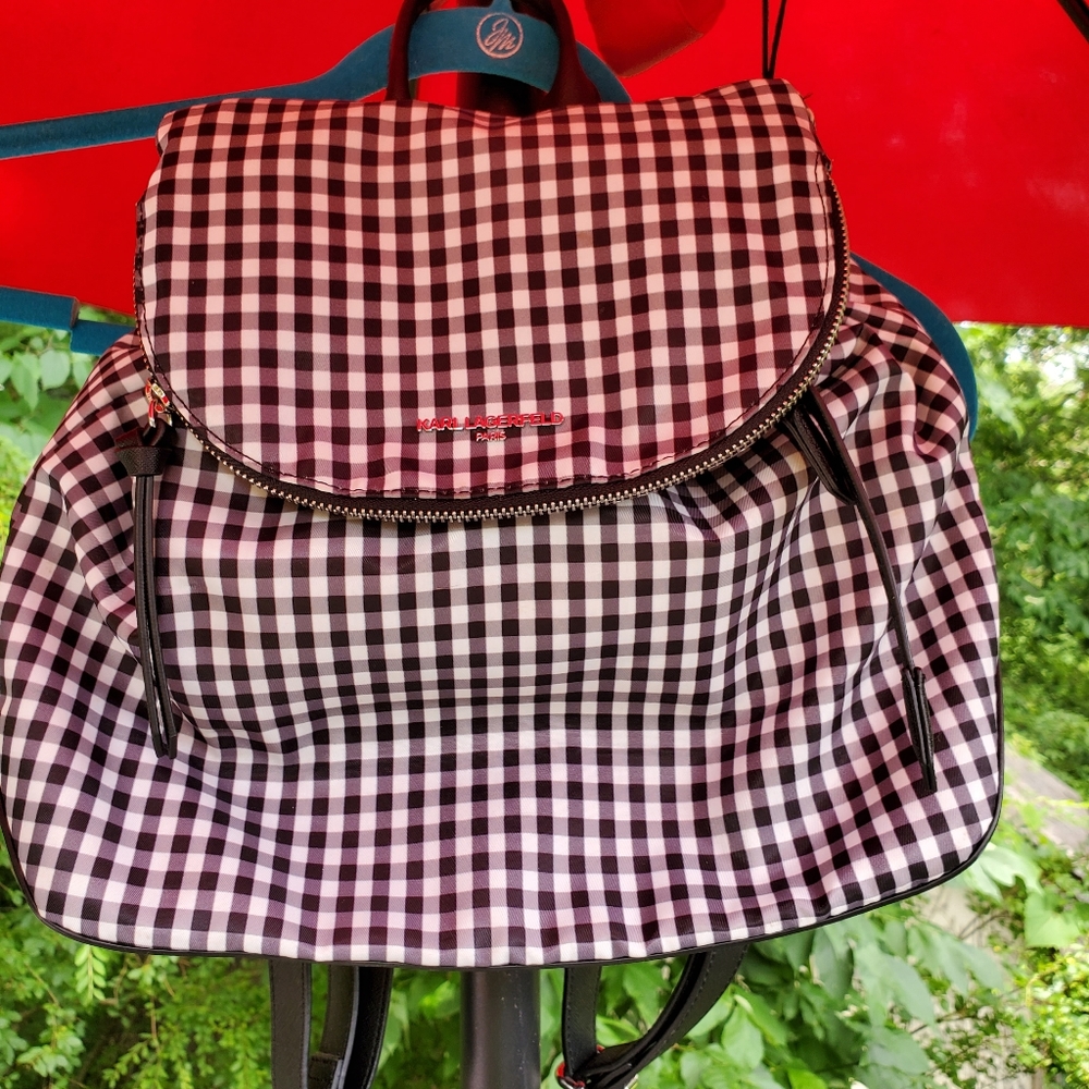 Karl Lagerfeld Mini Style Checkered Backpack purse